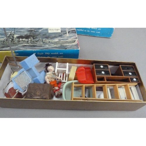 107 - Three Eagle model kits 1:1200, HMS Prince of Wales, HMS Warspite and Prinz Eugen, original boxes, to... 