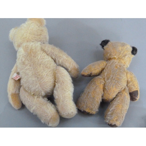 118 - A Hermann Teddy original, with blonde plush, 30cm, together with a vintage Chad Valley teddy with bl... 