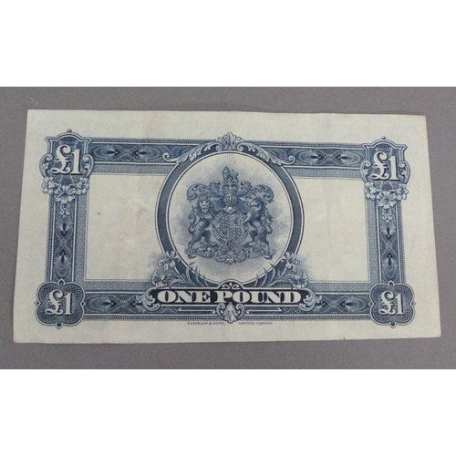 120 - Bermuda Govt. George V one pound note, date 30.9.1927, Krause Ref. 5, G Fine Rare