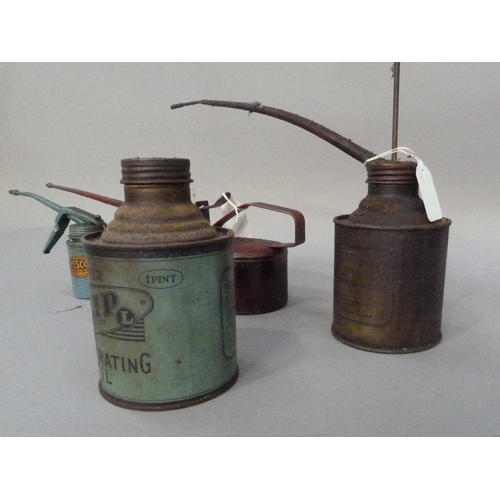 124 - A red 350 Westco Special oil can, together with a turquoise Westco Junior oil can and a Super Slip o... 