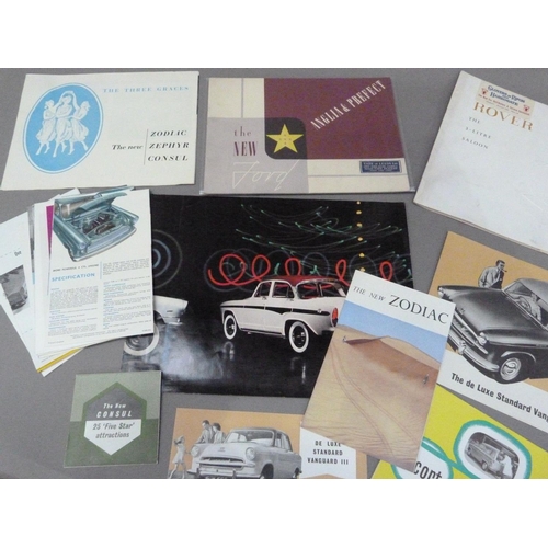 146 - Car dealer's brochures, c.1960 - Chrysler P60; Vanguard; Ford Anglia and Prefect; Rover 3-litre Salo... 