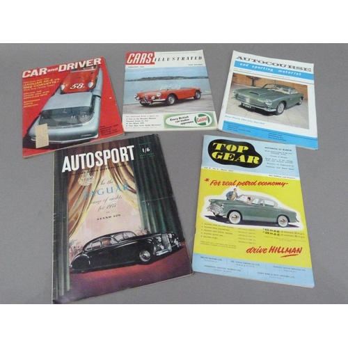 149 - Car and Driver, Cars Illustrated and Auto Sport magazines with articles on Jaguar 1955, ACE Cars 195... 