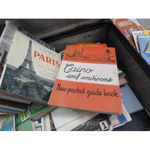 168 - A collection of vintage European tourist maps and guide books contained in a suitcase, c.1950/60s