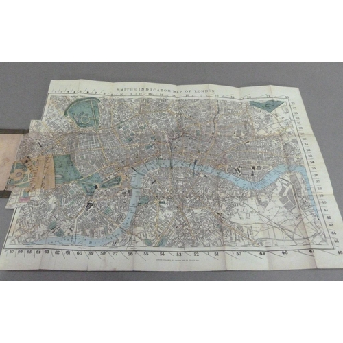 176 - London - Smith Indicator Map of London, showing from Hyde Park to Mile End, engraved map with hand c... 