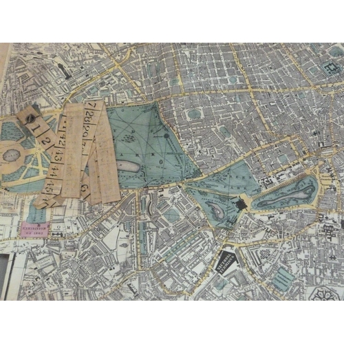 176 - London - Smith Indicator Map of London, showing from Hyde Park to Mile End, engraved map with hand c... 