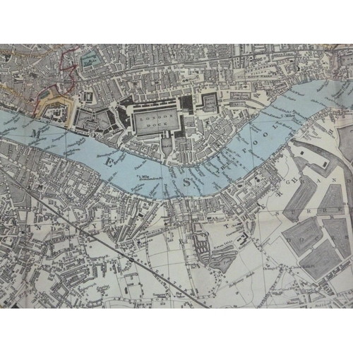 176 - London - Smith Indicator Map of London, showing from Hyde Park to Mile End, engraved map with hand c... 