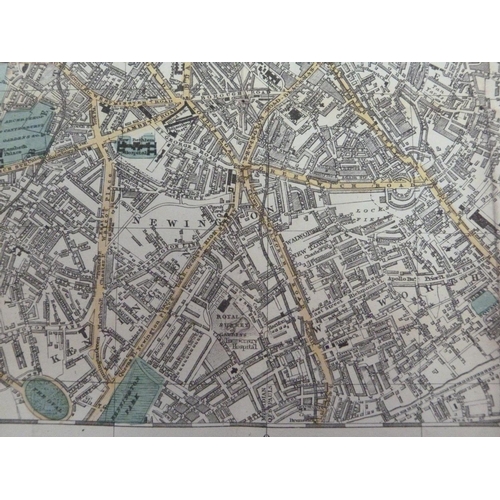 176 - London - Smith Indicator Map of London, showing from Hyde Park to Mile End, engraved map with hand c... 