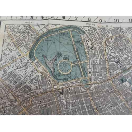 176 - London - Smith Indicator Map of London, showing from Hyde Park to Mile End, engraved map with hand c... 