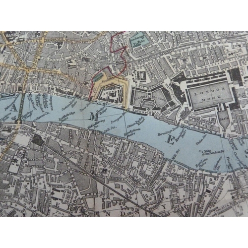 176 - London - Smith Indicator Map of London, showing from Hyde Park to Mile End, engraved map with hand c... 