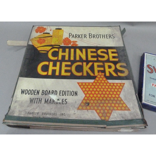 194 - A Parker Brothers Chinese Checkers including board, six sets of coloured ceramic marbles (two replac... 