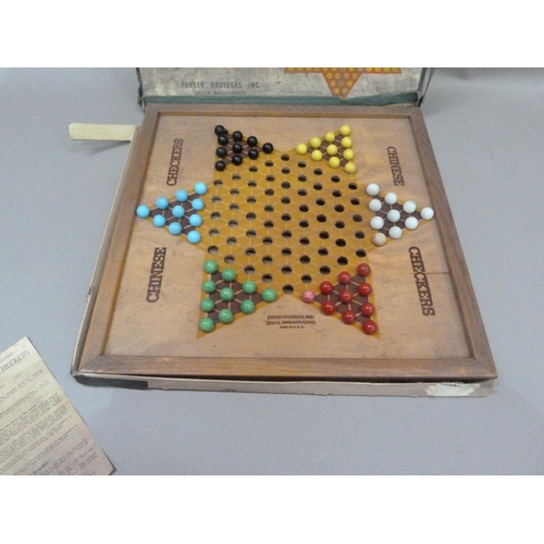 194 - A Parker Brothers Chinese Checkers including board, six sets of coloured ceramic marbles (two replac... 