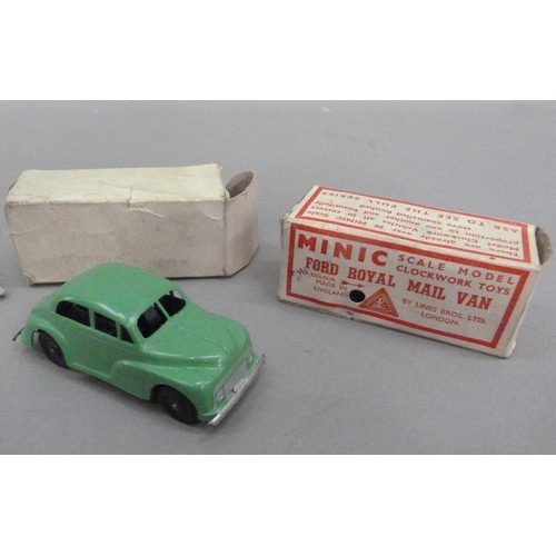 206 - Tri-Ang Minic Ford Royal Mail Van, plastic clockwork scale model in original box, together with a pl... 