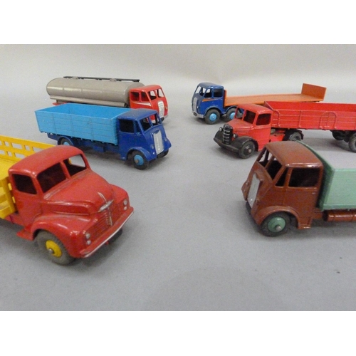 218 - Dinky Meccano die cast commercial vehicles to include Leyland Comet, Guy flat back trucks (2), Foden... 