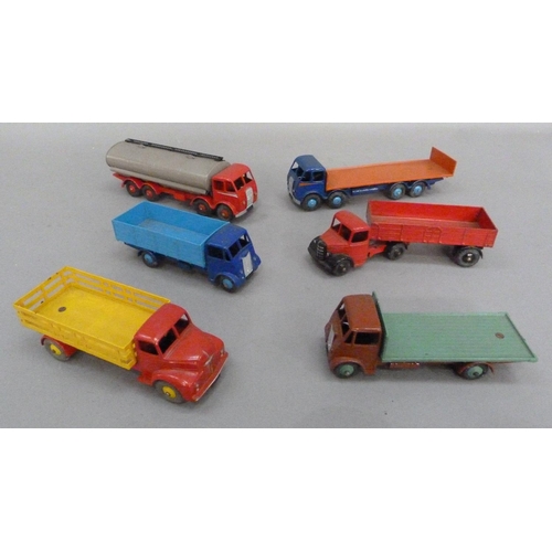 218 - Dinky Meccano die cast commercial vehicles to include Leyland Comet, Guy flat back trucks (2), Foden... 