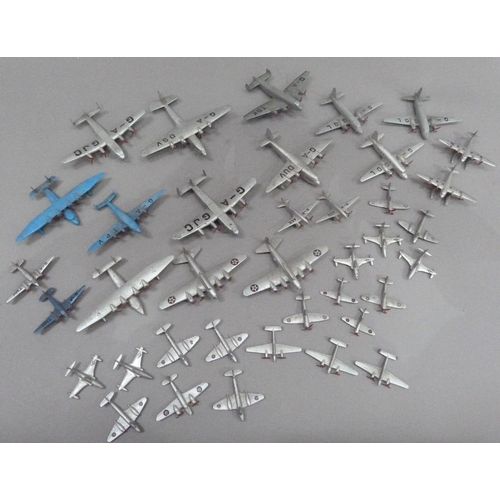 220 - Dinky Meccano die cast aeroplanes to include Spitfire, Hurricane, light racer (2), Tempest II (3), l... 