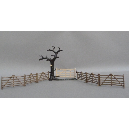 273 - Britains model Home Farm Series Tree and Gate No 7F, in original box together with six section of fi... 