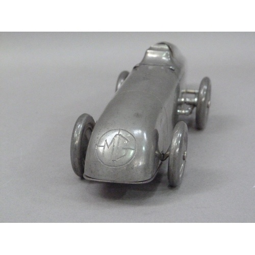 1 - An Art Deco MG Midget table lighter, by Enturn Pewter, pat. no. 373219, 19.5cm long