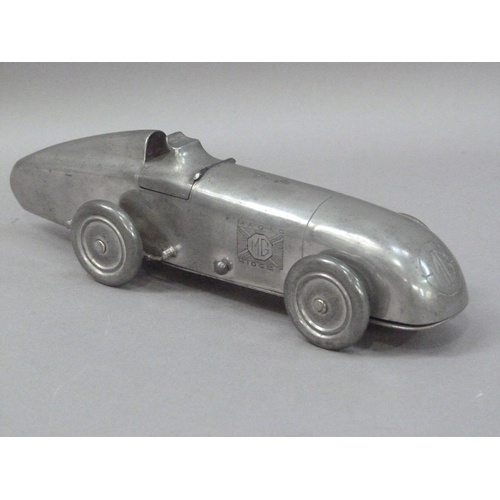 1 - An Art Deco MG Midget table lighter, by Enturn Pewter, pat. no. 373219, 19.5cm long