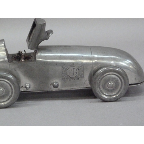 1 - An Art Deco MG Midget table lighter, by Enturn Pewter, pat. no. 373219, 19.5cm long