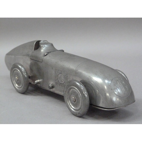 1 - An Art Deco MG Midget table lighter, by Enturn Pewter, pat. no. 373219, 19.5cm long