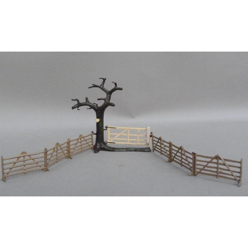 273 - Britains model Home Farm Series Tree and Gate No 7F, in original box together with six section of fi... 