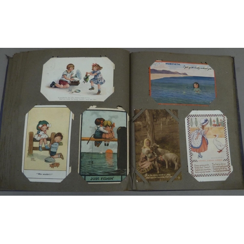 298 - Postcards, an album of colour and monochrome postcards c.1910 to include Raphael Tuck & Sons' M Jacq... 