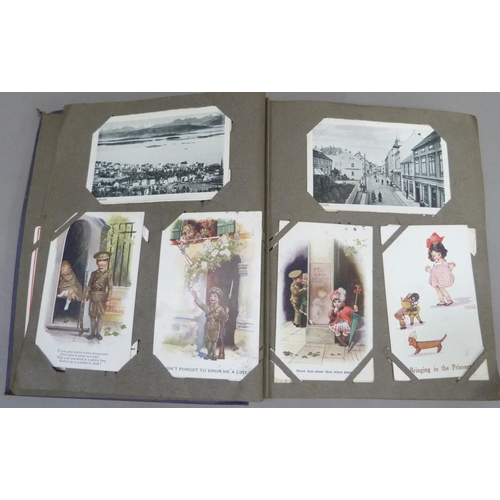 298 - Postcards, an album of colour and monochrome postcards c.1910 to include Raphael Tuck & Sons' M Jacq... 