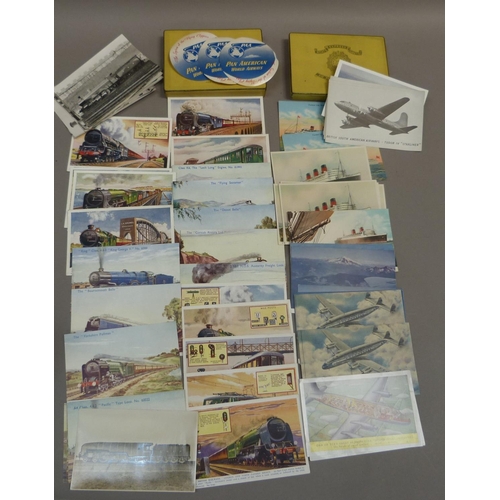 300 - A quantity of vintage colour and monochrome postcards of planes, trains and ships to include BSAA, T... 