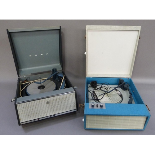 306 - A vintage BSR portable record player model CRP4 serial No 2839, in turquoise and cream case together... 