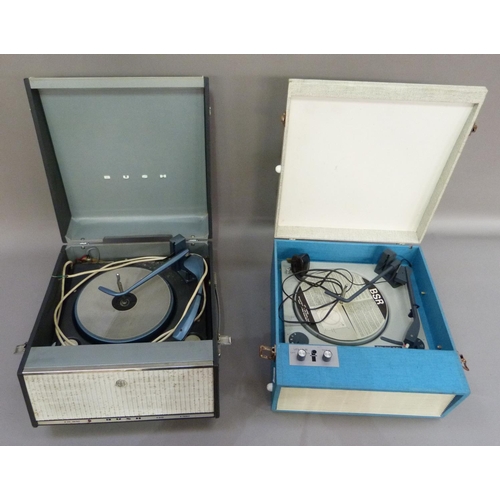 306 - A vintage BSR portable record player model CRP4 serial No 2839, in turquoise and cream case together... 