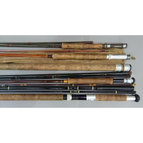 318 - A Hardy's Jet #6 two piece fly rod, 8.5,
A Sharpe's Scottie two piece #6-7 split cane fly rod with s... 