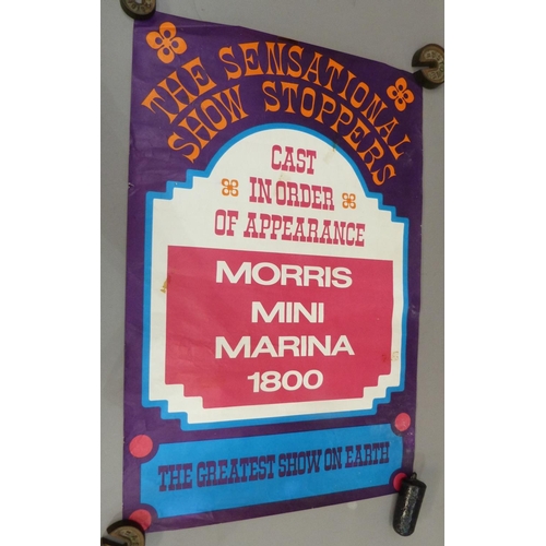 341 - A series of Morris dealership posters c.1975 'The Greatest Show on Earth' promoting Morris, Mini, Ma... 