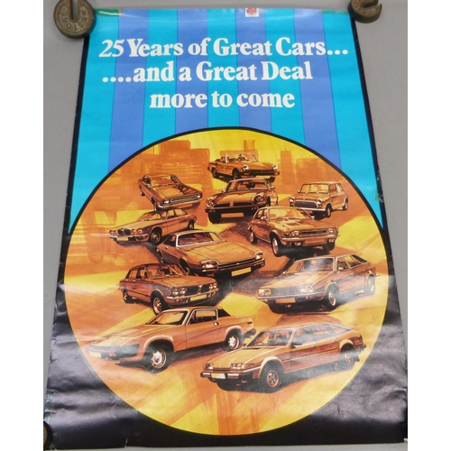 342 - A collection of British Motor Vehicle Dealership posters and window banners to include ' 25 years of... 