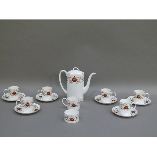 161 - A sixteen piece Susie Cooper Mariposa china coffee service comprising coffee pot, sugar, cream, six ... 