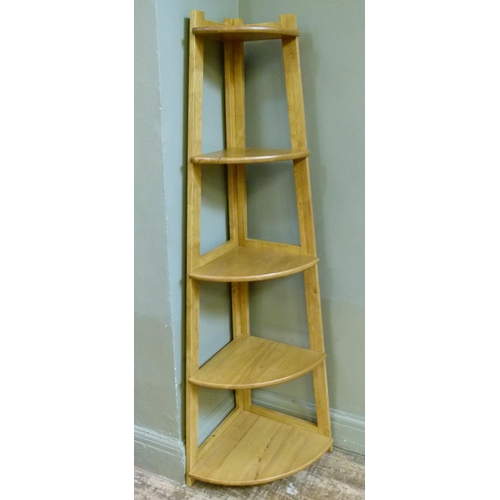135 - A graduated bow front five tier corner what not, 160cm high