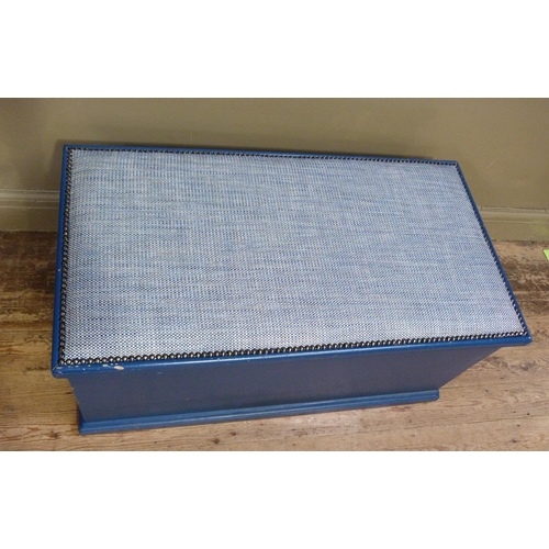 141 - A blue painted pine box, 102cm wide