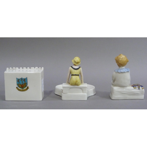 5 - A Carltonware crested china 'I'm Forever Blowing Bubbles' with Blackpool crest, 11cm; together with ... 