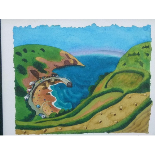 369 - Modern British School, beach side landscape, limited edition signed print, 25cm x 29cm, framed; toge... 