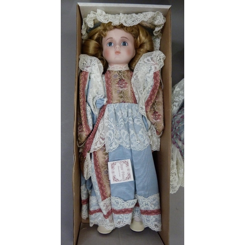 148 - A collection of modern porcelain headed dolls including Marie Antoinette and Princess Grace of Monac... 