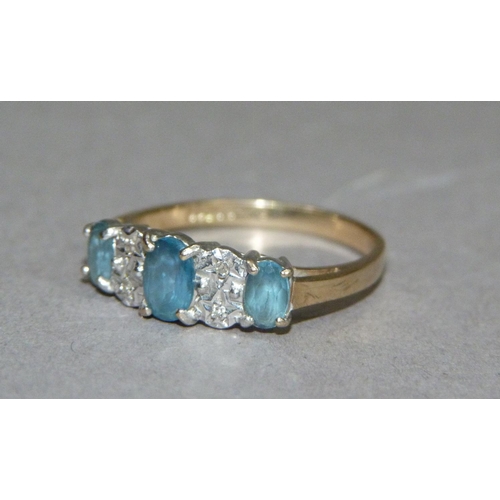 360 - A blue topaz and diamond set dress ring in 9ct gold, approximate weight 2gm