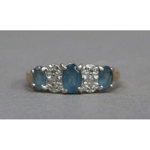 360 - A blue topaz and diamond set dress ring in 9ct gold, approximate weight 2gm