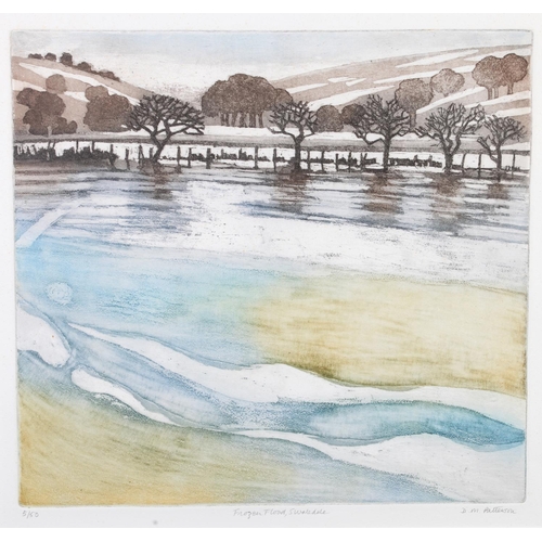 110 - DOROTHY M PATTERSON (20th century), Frozen Flood, Swaledale, colour etching, no. 5/50, titled, signe... 