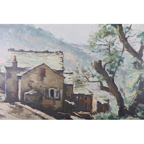 25 - ARR TONY CARDELLA (French 1898-1976), Corsica, mountain village with figure, oil on canvas, signed t... 