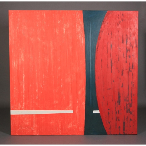 26 - ARR DRUIE BOWETT (1924 -1998), Red Propinquity, abstract, oil on canvas, signed and dated (19)65 to ... 