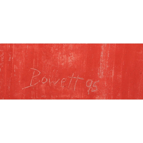 26 - ARR DRUIE BOWETT (1924 -1998), Red Propinquity, abstract, oil on canvas, signed and dated (19)65 to ... 