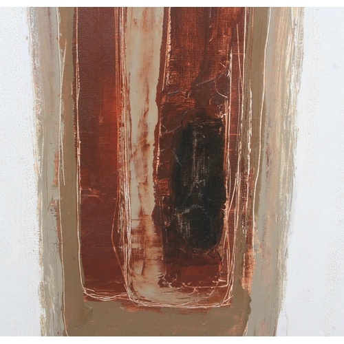 27 - ARR DRUIE BOWETT (1924 -1998), Nerja, abstract in brown and grey on white, oil on canvas, signed and... 