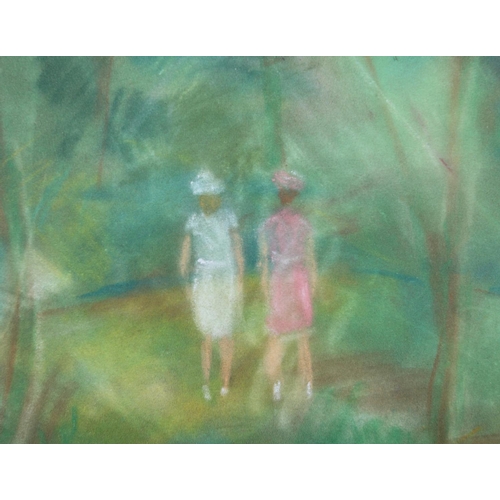 51 - ARR JEAN-GEORGES SIMON (Hungarian 1894-1968)'Women Walking Between Trees' pastel, 31.5cm x 23cm, 
Pr... 