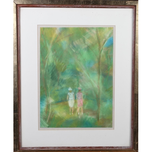 51 - ARR JEAN-GEORGES SIMON (Hungarian 1894-1968)'Women Walking Between Trees' pastel, 31.5cm x 23cm, 
Pr... 