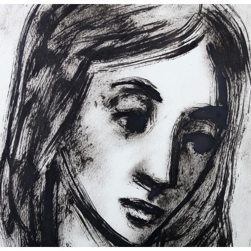 56 - ARR JEAN-GEORGES SIMON (Hungarian 1894-1968) Young Woman, portrait, head and shoulders, ink and char... 