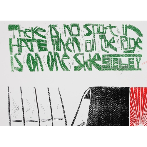 92 - ARR BY AND AFTER PAUL PETER PIECH (American 1920-1996) Shelley - There is no sport in hate, linocut,... 